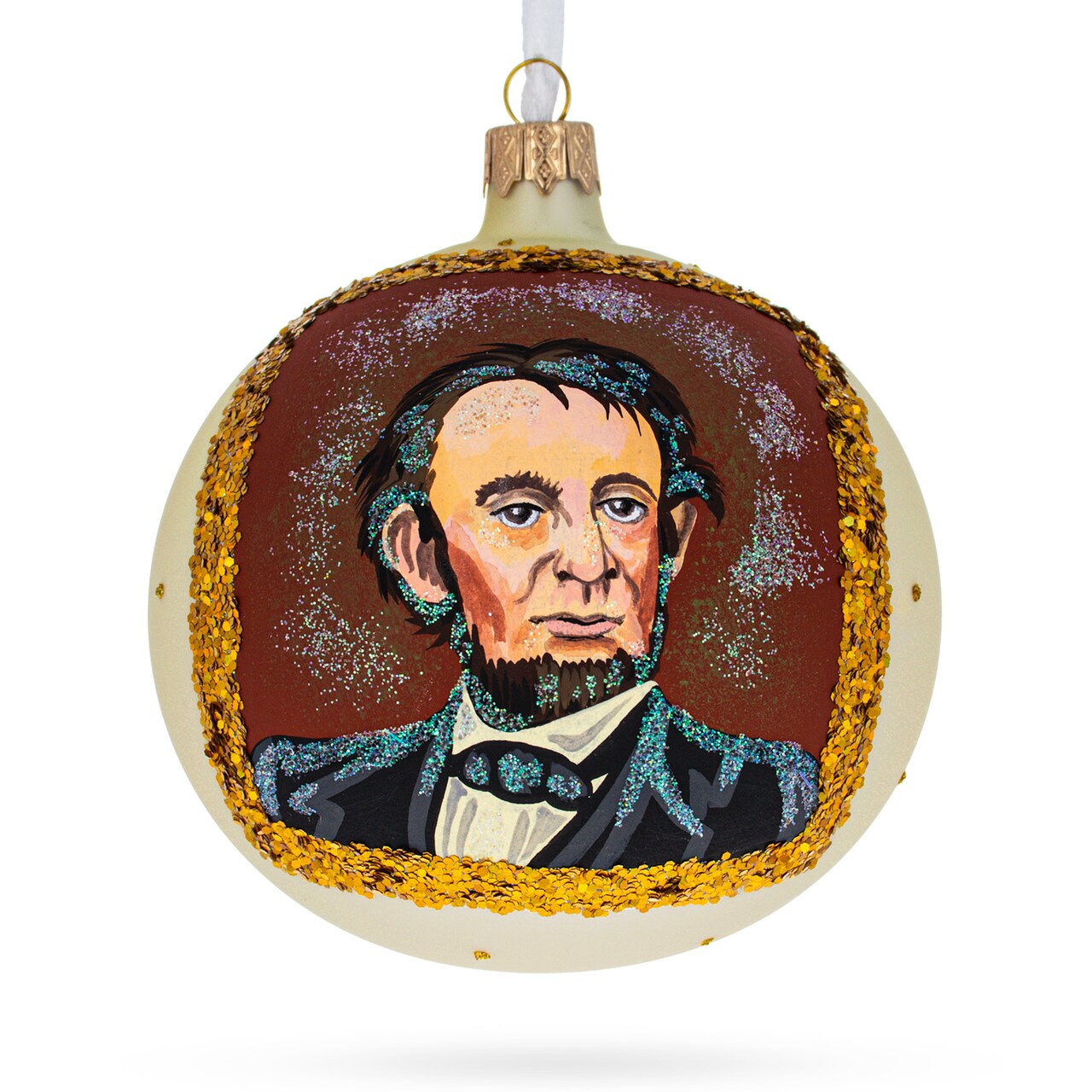 USA President Abraham Lincoln Commemorative Glass Ball Christmas Ornament 4 Inches